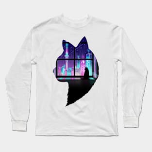 Cat looking at the city, Tranquility Long Sleeve T-Shirt